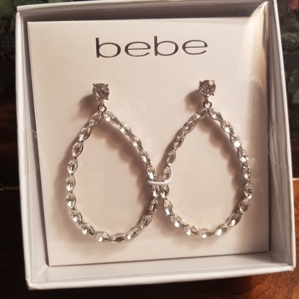 bebe Tear Drop Rhinestone Earrings